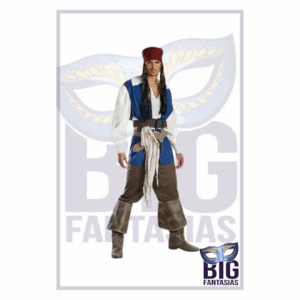 PIRATA CAMISA E COLETE AZUL MASCULINO